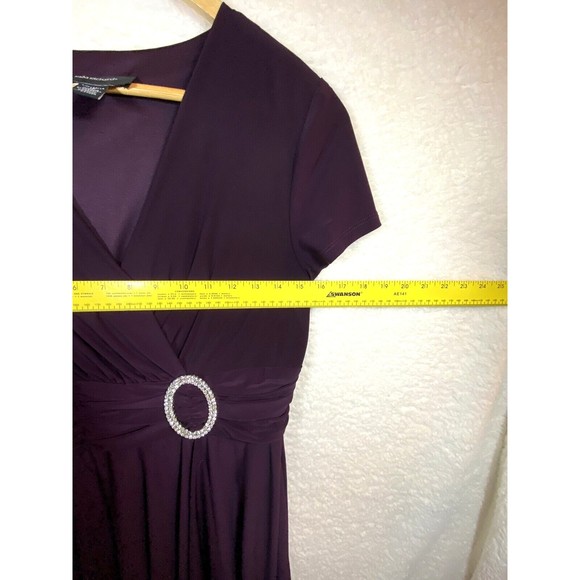 R&M Richards Dress Womens Sz 10 Midi Formal Dark Purple‎  Rhinestone Front - Picture 10 of 11
